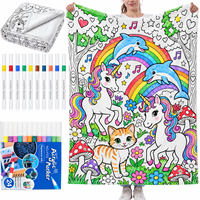 Couverture à colorier en gros pour filles, motif princesse mignonne, à faire soi-même, avec marqueurs, douce et chaude, pour lit, canapé, décoration intérieure, cadeau pour enfants et filles