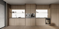 Foshan Modern sederhana multifungsi tersembunyi pintu saku lemari dapur lemari kustom dengan lemari pulau Set lengkap