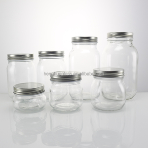 Hot Bán 150Ml 250Ml 300Ml 380Ml 500Ml 750Ml 1000Ml Rộng Miệng Vuông Thủy Tinh <span class=keywords><strong>Mason</strong></span> <span class=keywords><strong>Jar</strong></span> Cho Mứt Mật Ong Dưa Thực Phẩm Lưu Trữ Với Nắp - Product Image 1