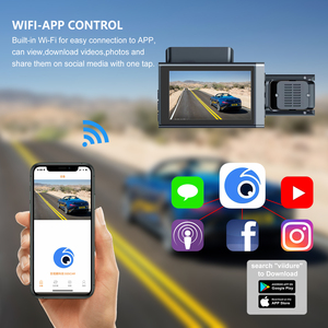 Nhà cung cấp <span class=keywords><strong>Mini</strong></span> Car DVR 3 kênh Dash máy ảnh 1080P WIFI Dashcam 3 máy ảnh HD 3 ống kính phía trước và phía sau bên trong Wifi 3 kênh Dash Cam - Product Image 4