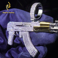 Colgante de Moissanita Estilo AK47 Iced Out, Personalizado en Plata de Ley 925 con Baño de Oro de Dos Tonos, Joyería Hip Hop para Raperos, Unisex