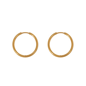 Hoop Earrings Gold Plated Stainless Steel Geometric Circle Everyday Wear - Product Image 5