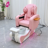 Chaise de pédicure de qualité professionnelle pour spa, inclinable, avec lumière d'ambiance LED et bassin en verre pour les soins des pieds