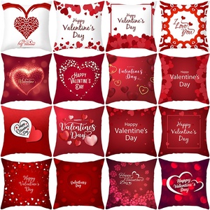 Home Decoration Bedroom Sofa Valentine's Day <strong>Red</strong> Polyester Material <strong>Cushion</strong> <strong>Cover</strong> - Product Image 1
