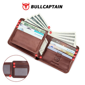 กระเป๋าสตางค์ BULLCAPTAIN รุ่นคลาสสิกสำหรับผู้ชาย ป้องกัน RFID แบบพับได้ ใส่บัตรได้เยอะ ดีไซน์บางเฉียบ เรียบง่าย ใส่กระเป๋าหน้าได้ ผลิตจากหนังแท้ - Product Image 3