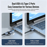 Adaptateur multiport USB-C 8-en-1, extension USB en aluminium, lecteur de cartes SD TF, port audio 3,5 mm pour mise à niveau Macbook Windows PC