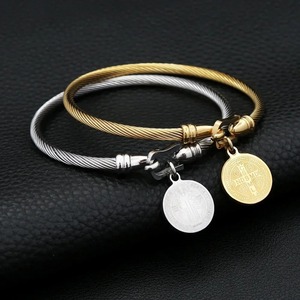 yunnique St. Benedict's Medal Braided <b>Bracelet</b> Silver Gold Adjustable Stainless Steel Unisex <b>Bangle</b> Jewelry Gift - Product Image 4