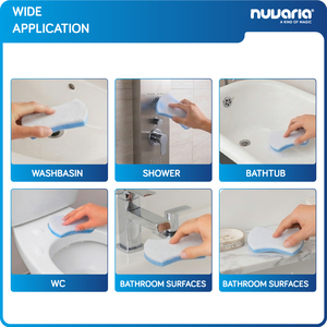 Spugna per Pulizia Bagno Anti-Graffio con Fibra Bianca e Schiuma Microporosa Blu Spugna per la pulizia di vasche da bagno, piastrelle e lavelli - Product Image 4