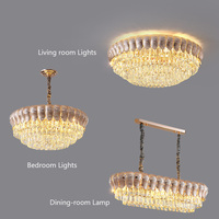 Plafonnier LED de luxe nordique à montage en surface, en cristal rond, pour salon