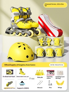 Patins à roulettes en ligne réglables à <span class=keywords><strong>quatre</strong></span> roues avec lumières, chaussures de patinage à roulettes bon marché pour garçons, filles et enfants - Product Image 5