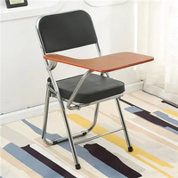 Chaise de bureau moderne et simple en cuir, pliable, avec dossier, pour la formation, l'hôtellerie et les réunions, en métal, avec tablette d'écriture