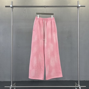 Custom Embroidery Casual Washed Jogging Flared <strong>Pant</strong> Streetwear Men's SportsTrackpant Blank Vintage Straight Leg Pink Sweatpants - Product Image 3