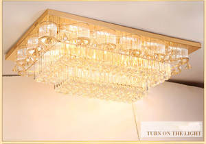 Lámpara colgante de cristal LED de lujo moderna, lámpara de techo rectangular dorada con Base de aluminio para el hogar, oficina, Hotel, boda - Product Image 5