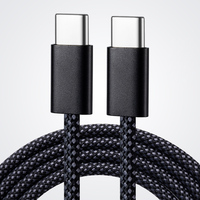Câble USB-C vers USB-C tressé en nylon 1m, charge rapide 60W PD 3A, synchronisation de données haute vitesse, durable, pour ordinateurs portables, téléphones Android et appareils Type-C
