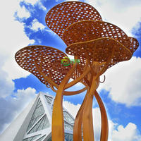 Grand décor de jardin extérieur Énorme sculpture abstraite en acier corten en métal