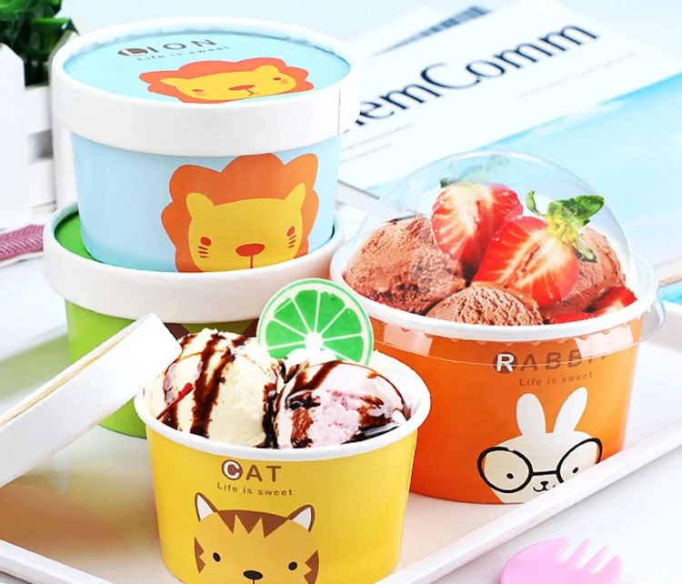 Hot Sale Customized Disposable Soup Container Yogurt Packaging Gelato Cup Ice Cream Paper Cups With Lids