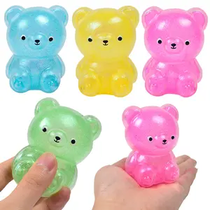 Hot New Spot Wholesale Pressure Relief Animal Children Pinch Joy Bear Soft Decompression TPR Bear Glitter Squeeze Squishy Toy