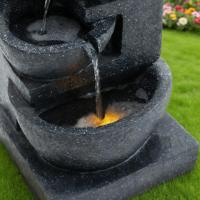 Fuente de Agua de Resina LED de 29 Pulgadas, Hecha a Mano, Impermeable, para Interiores/Exteriores, con Cuencos en Cascada, Piedras Apiladas, Cascadas de 4 Niveles, para Jardines