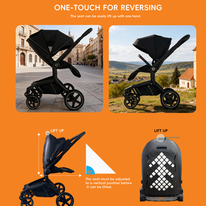 Poussette bébé, landau, transat, <span class=keywords><strong>nacelle</strong></span>, poussette pliable 3-en-1, chariot, polyester et alliage d'aluminium, capacité de charge de 20 kg - Product Image 3