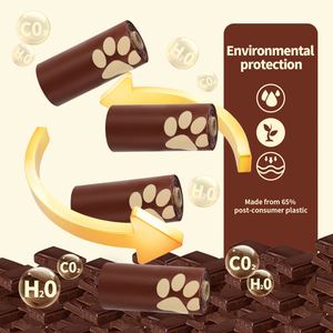 Bolsas para excremento de perro PetNew de lujo, biodegradables, de plástico reciclado y PE, 22x30cm, con control de olor moderado, 15 bolsas/rollo - Product Image 2