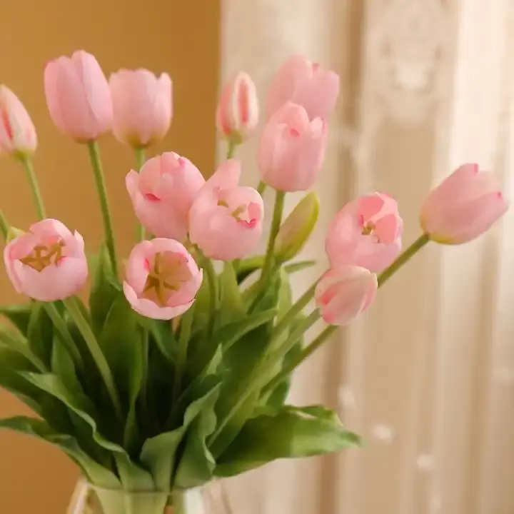 Meirui gerçek dokunmatik zarif tatlı nem yapay çiçek laleler düğün için paket iç mekan ev dekorasyonu