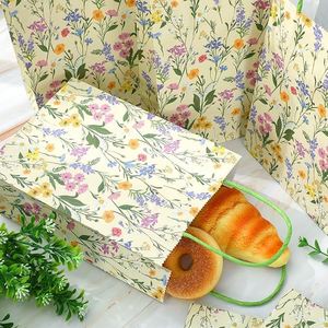 Sacs en papier de haute qualité à motif floral avec poignées, pour cadeaux, friandises, bonbons, pour les anniversaires d'enfants, les fêtes de printemps - Product Image 4