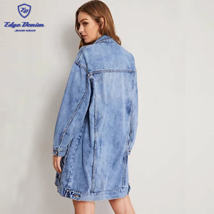 Haute qualité Personnalisé mode de Lavage à l'eau de Javel Palangre avant poche <span class=keywords><strong>veste</strong></span> <span class=keywords><strong>en</strong></span> <span class=keywords><strong>jean</strong></span> <span class=keywords><strong>oversize</strong></span> - Product Image 3