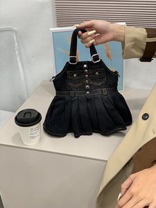 Women's Cute Fashion Denim Ruffle Tote Bag with <b>Skirt</b> Shape Design Portable High Quality for Spring Summer Autumn - Product Image 5