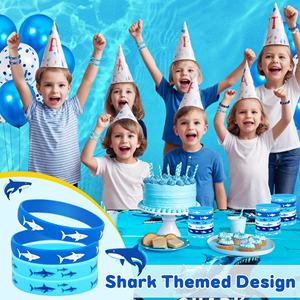 Bracelets en silicone personnalisés en gros, motif requin, thème vie marine, bracelets promotionnels pour fêtes d'anniversaire d'enfants, cadeaux de baby shower - Product Image 6