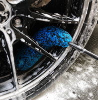 Lot de 3 brosses de detailing pour jantes de voiture, en microfibre, à forme flexible, avec long manche, pour le nettoyage des interstices profonds des jantes en alliage