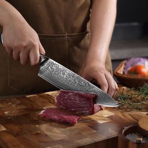 ناكيري ياباني احترافي ، 67 طبقة من الفولاذ الدمشقي ، غير القابل للصدأ مع مقبض بلاستيكي أبيض من الفيروز - Product Image 5