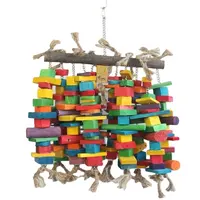 wooden block loofah sponge parrot chewing bird toys for small medium and big birds