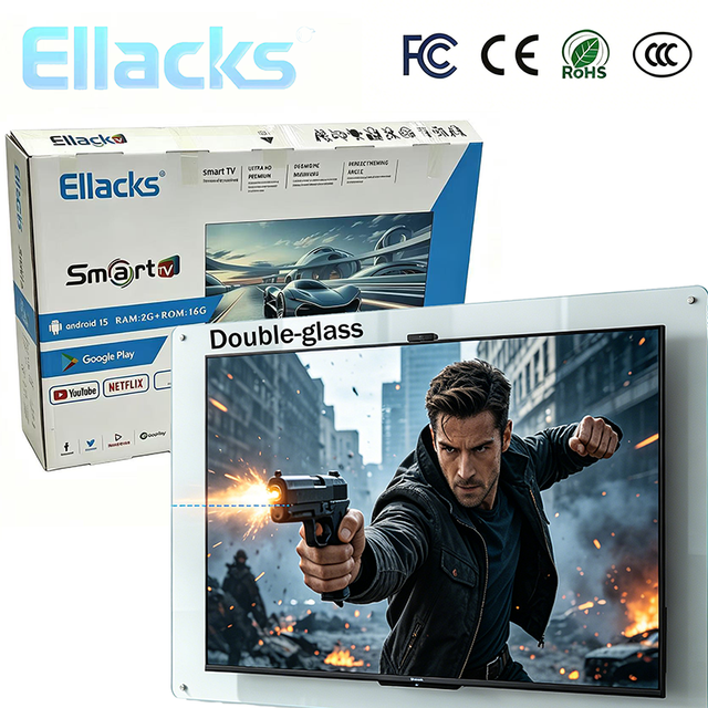 Factory Price 32 40 43 50 55 65 75 Inch HDTV Smart WIFI Hotel TV Double Glass Explosion-proof Tempered Android Google TV LED