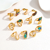 Bague en acier inoxydable électroplaqué, forme géométrique circulaire, coquilles d'ormeaux, luxe léger, haute qualité, style INS, célébrité d'Internet