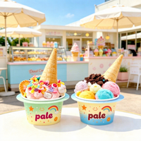 Gobelet en papier de 6 oz pour desserts, yaourts et glaces, avec impression personnalisée, pour vente à emporter, type 'Go Ice Cream Cup' et 'Gobelet en papier pour emporter'