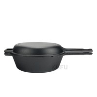 Ensemble de cuisson combiné en fonte : cocotte et poêle à frire avec longue poignée