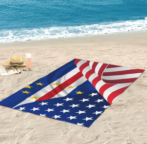Serviette de plage à succès avec drapeaux du <span class=keywords><strong>Cap</strong></span>-<span class=keywords><strong>Vert</strong></span> et des États-Unis, design personnalisé, en microfibre, séchage rapide, absorbante - Product Image 3