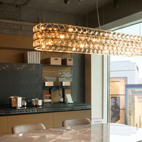 Lustre rectangulaire en cristal doré de luxe pour salle à manger, style français, pour pièce privée