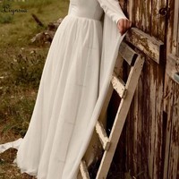 Robe de mariée musulmane grande taille personnalisable à col montant zippé et manches longues
