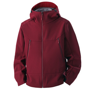 Veste softshell à capuche avec doublure intérieure unisexe, coupe-vent d'hiver, vêtements de travail, couleur unie contrastée KZ1-6678 - Product Image 3