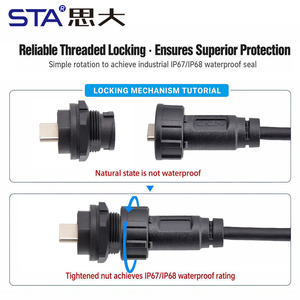 Conector USB-C 3.1 Tipo C Impermeable IP67, Conector de Aviación Hembra a Macho, Cable FPC, Adaptador de Montaje en Panel PCB <span class=keywords><strong>Doble</strong></span> Hembra - Product Image 3