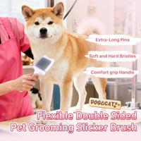 Brosse à poils pour animaux de compagnie professionnelle à double face, extra longue, à poils doux et durs, tête flexible, pour chiens et chats