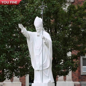 Fabricante Iglesia Católica Religiosa Piedra Blanca Mármol Tamaño Real San Juan Pablo II Estatua - Product Image 3