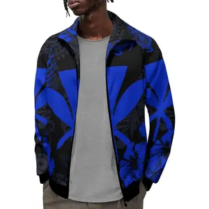 Giacca in felpa Raglan con colletto alla coreana da uomo blu polinesiano prodotti personalizzati giacca a vento con produttore di prodotti