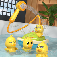 Nouveau Modèle de Jouet de Bain Électrique pour Enfants en Forme de Canard Jaune en Plastique, avec Jet d'Eau et Rotation Amusante, Fonctionne avec 4 Piles AAA