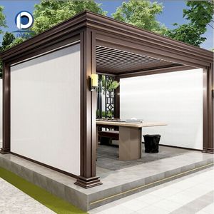 Auvent cantilever rétractable motorisé pour jardin et terrasse, avec écran à lames orientables motorisé, pour extérieur, type gazebo solaire - Product Image 1
