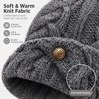 Bonnet en tricot torsadé texturé avec boutons dorés de luxe – Chapeau d'hiver élégant et chaud en laine coupe-vent pour les sorties en automne et en hiver