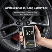 Gonfleur de pneus de voiture portable sans fil en métal, pompe à air rechargeable 150 PSI avec arrêt automatique pour gonflage des pneus de berlines et de véhicules électriques
