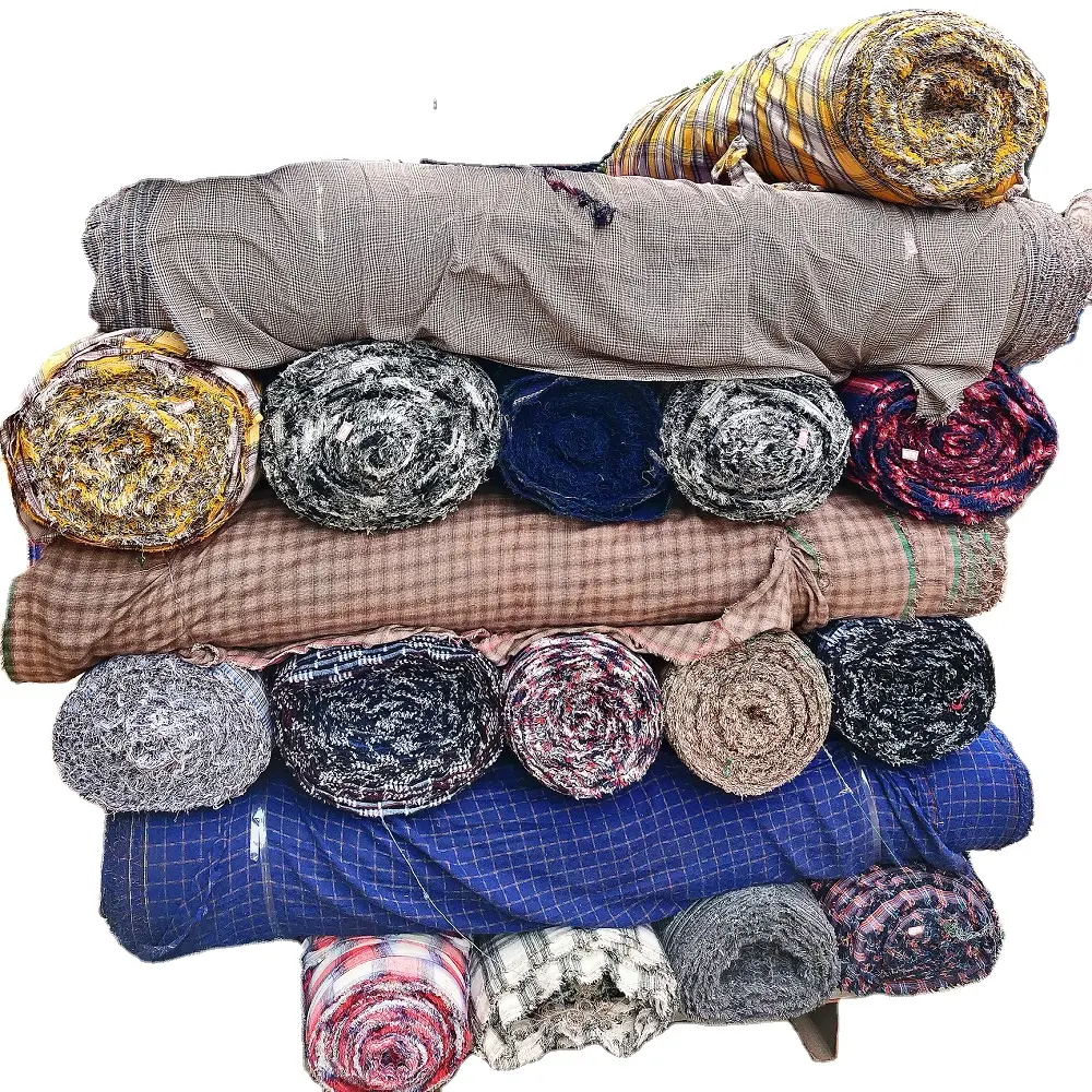 Tela de Seersucker de alta calidad ZHAORUN, tela teñida de hilo de algodón y poliéster transpirable para bufanda de vestido