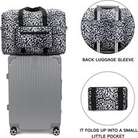 Sac de voyage unisexe en polyester à imprimé léopard avec fermeture éclair, poche pour trolley, idéal pour la gym, les week-ends et les séjours d'une nuit